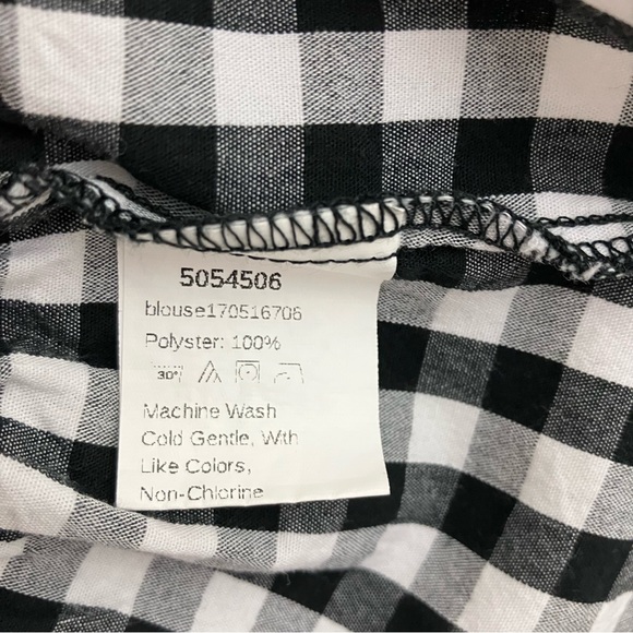 Black & White Buffalo Plaid Peplum Top - Picture 7 of 9